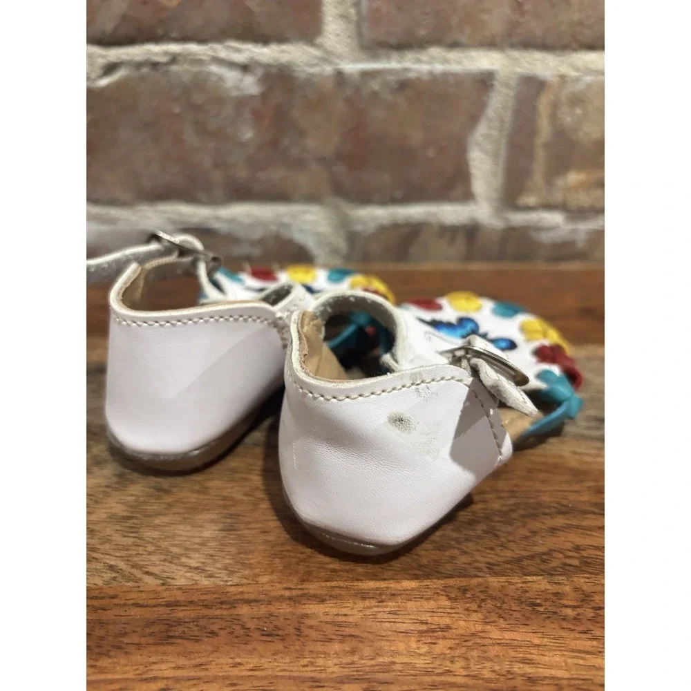 Girl Butterfly Leather Shoes Baby Size 2, Whimsical Nature Fairy Core Summer Art